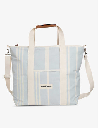 Striped coated-canvas cooler bag