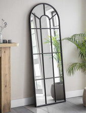 Fulbrook arched powder-coated steel mirror 170cm x 60cm