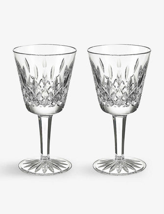 Lismore engraved crystal claret glasses set of two