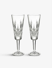 Lismore engraved crystal flutes set of two