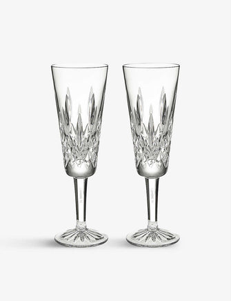 Lismore engraved crystal flutes set of two