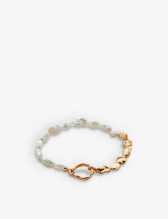 Keshi recycled 18ct yellow gold-plated vermeil sterling silver and freshwater pearl bracelet
