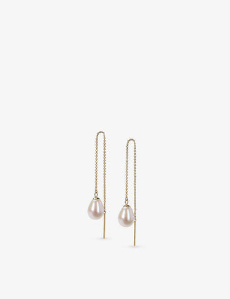 Vianna 18ct yellow gold and pearl drop earrings