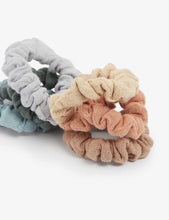 Tonal stitching cotton scrunchies pack of six