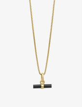 Mini T-bar 22ct gold-plated sterling silver and onyx necklace