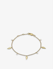 Studded 22ct yellow gold-plated sterling silver and freshwater pearl bracelet