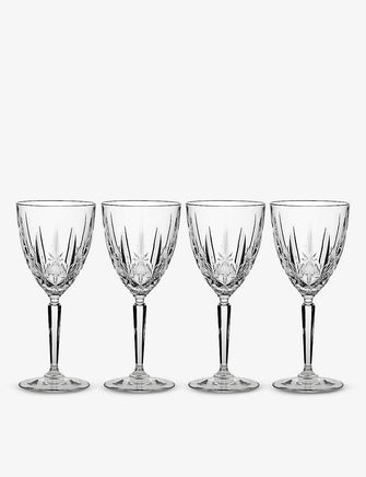 Marquis Sparkle engraved crystal wine glasses set of four