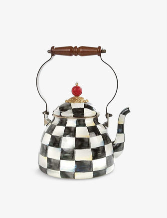 Courtly Check enamelled-steel tea kettle 2.83L