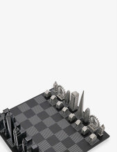 London v New York stainless-steel and wood 32-piece chess set