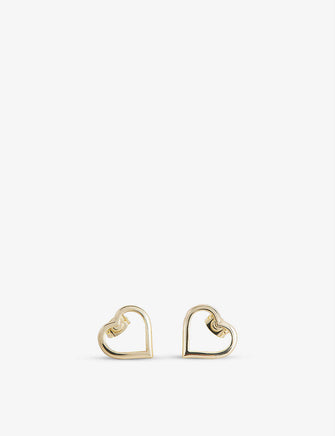 Hunti heart-shaped brass and stainless steel stud earrings