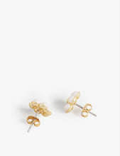 Darsiee daisy pearl brass stud earrings