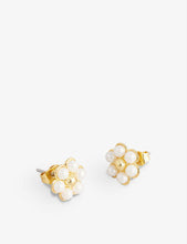 Darsiee daisy pearl brass stud earrings