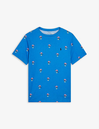 Logo-embroidered flamingo-print cotton T-shirt 6-12 years