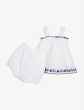 Floral-embroidered cotton dress and bloomers 3-24 months