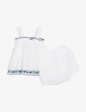 Floral-embroidered cotton dress and bloomers 3-24 months