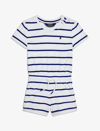 Striped logo-embroidered terry-cotton playsuit 5-6 years