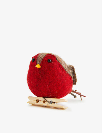 Robin peg-attachment felt Christmas decoration 8cm