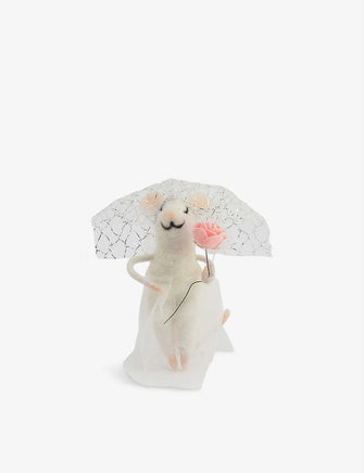 Bride Mouse padded wool-felt Christmas decoration 11cm