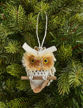 Owl small paper Christmas decoration 7cm