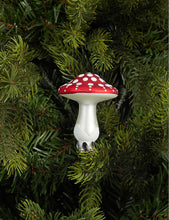 Toadstool glitter-embellished glass Christmas decoration 7cm