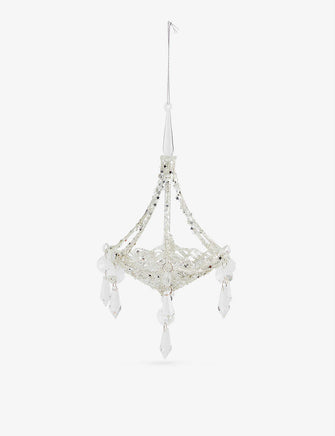 Chandelier glitter-embellished glass Christmas decoration 21cm