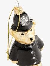 London Policeman Teddy glitter glass Christmas decoration 10.5cm