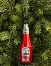 Bottle of Ketchup graphic-print glass Christmas decoration 13.5cm