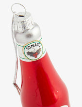 Bottle of Ketchup graphic-print glass Christmas decoration 13.5cm