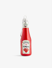 Bottle of Ketchup graphic-print glass Christmas decoration 13.5cm