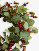 Glittered artificial-leaf and berry-embellished woven Christmas wreath 32cm