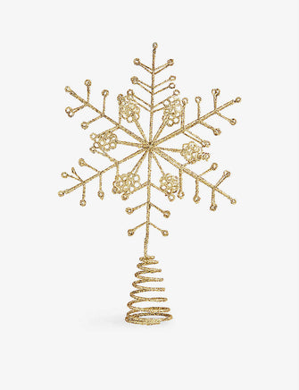 Glitter-embellished snowflake tree topper 35cm