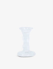 Moulded small glass candlestick 10cm