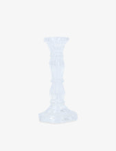 Moulded medium glass candlestick 15cm