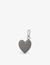 Logo-embossed leather heart keyring