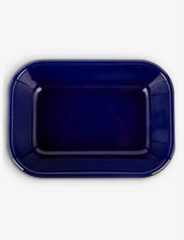 Two-tone enamelled steel serving tray 16cm x 11 cm