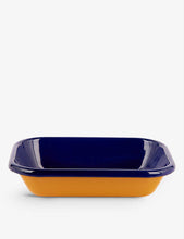 Two-tone enamelled steel serving tray 16cm x 11 cm