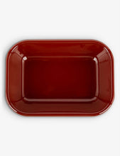 Two-tone enamelled steel serving tray 16cm x 11 cm