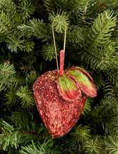 Beaded strawberry Christmas decoration 14cm