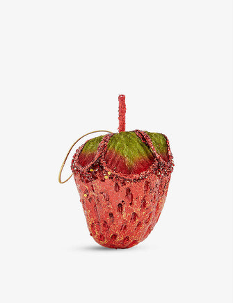 Beaded strawberry Christmas decoration 14cm