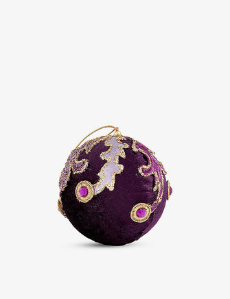 Embroidered and gemstone-embellished Christmas decoration 10cm