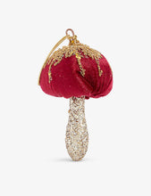 Embellished mushroom velvet Christmas decoration 13cm