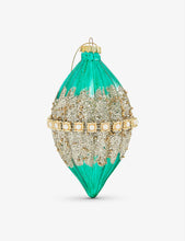 Faux-pearl embellished glass Christmas decoration 10cm