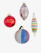 Sequin-filled teardrop glass Christmas decoration 18cm