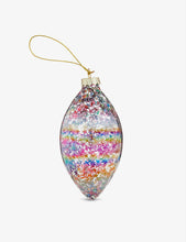 Sequin-filled teardrop glass Christmas decoration 18cm