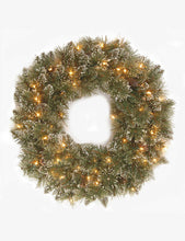 Glitter Pine artificial Christmas wreath with LED lights 61cm