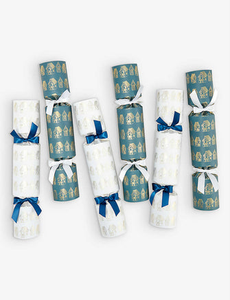 Gingerbread House Village graphic-print paper Christmas crackers pack of six