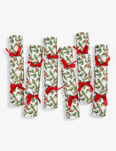 Green Holly botanical-print paper Christmas crackers pack of six