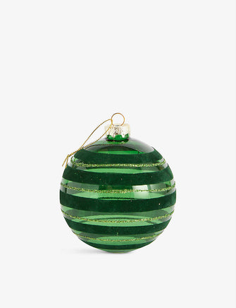 Heir stripe-print glass Christmas decoration 10cm