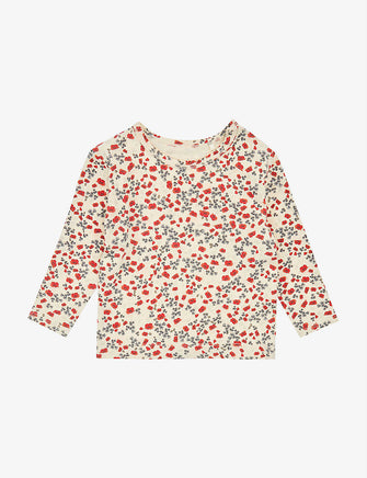 Floral-print stretch-organic cotton T-shirt 9-24 months
