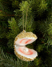 Oyster and faux-pearl glittered glass Christmas decoration 6.5cm